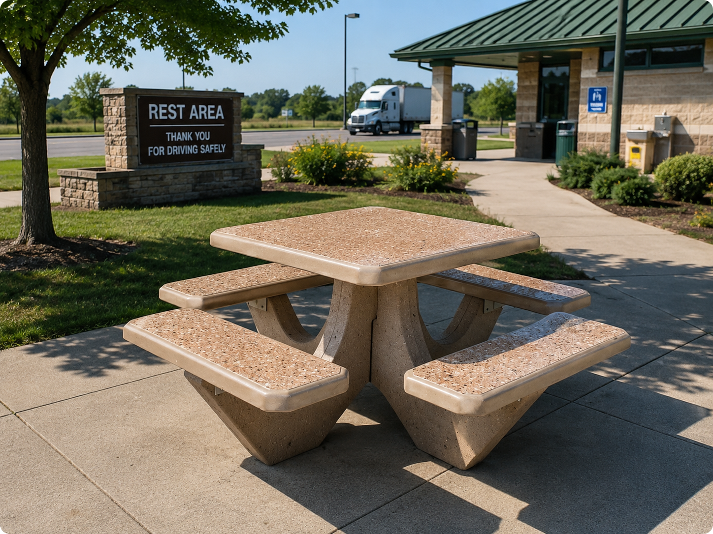 Commercial concrete picnic table